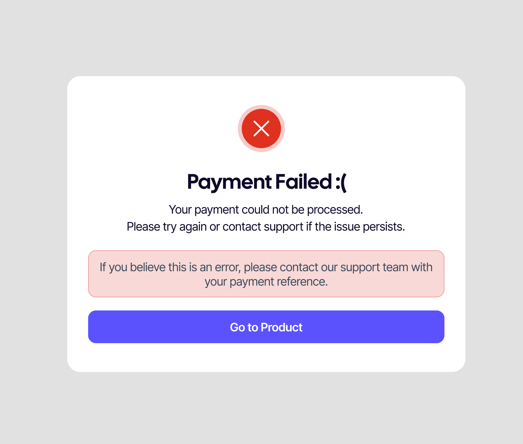 Payment failure page