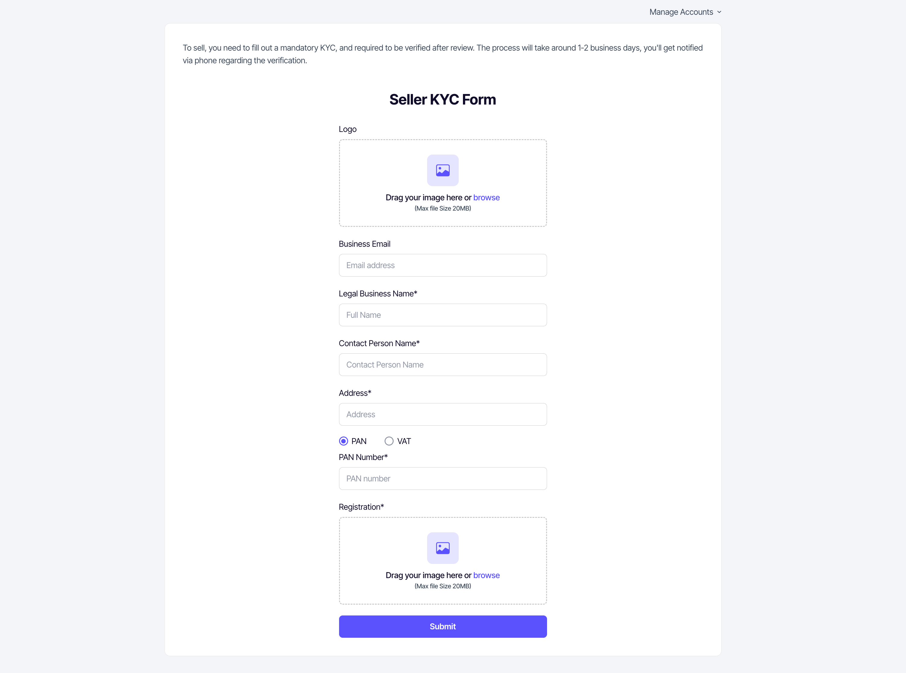 KYC verification form